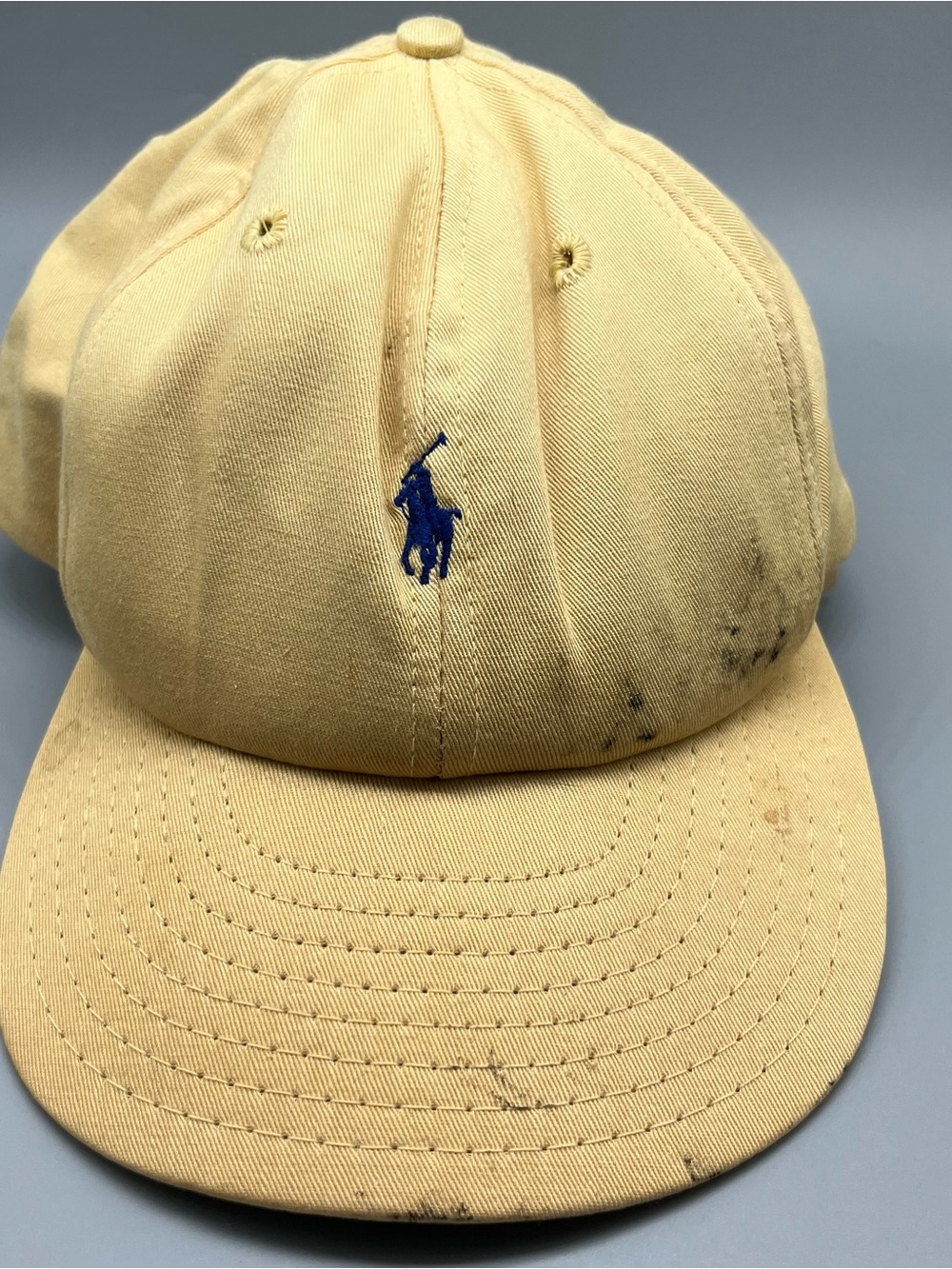 Vintage 90's Polo Ralph Lauren Yellow Strap Hat Cap R.L.C. BLUE HORSE #23